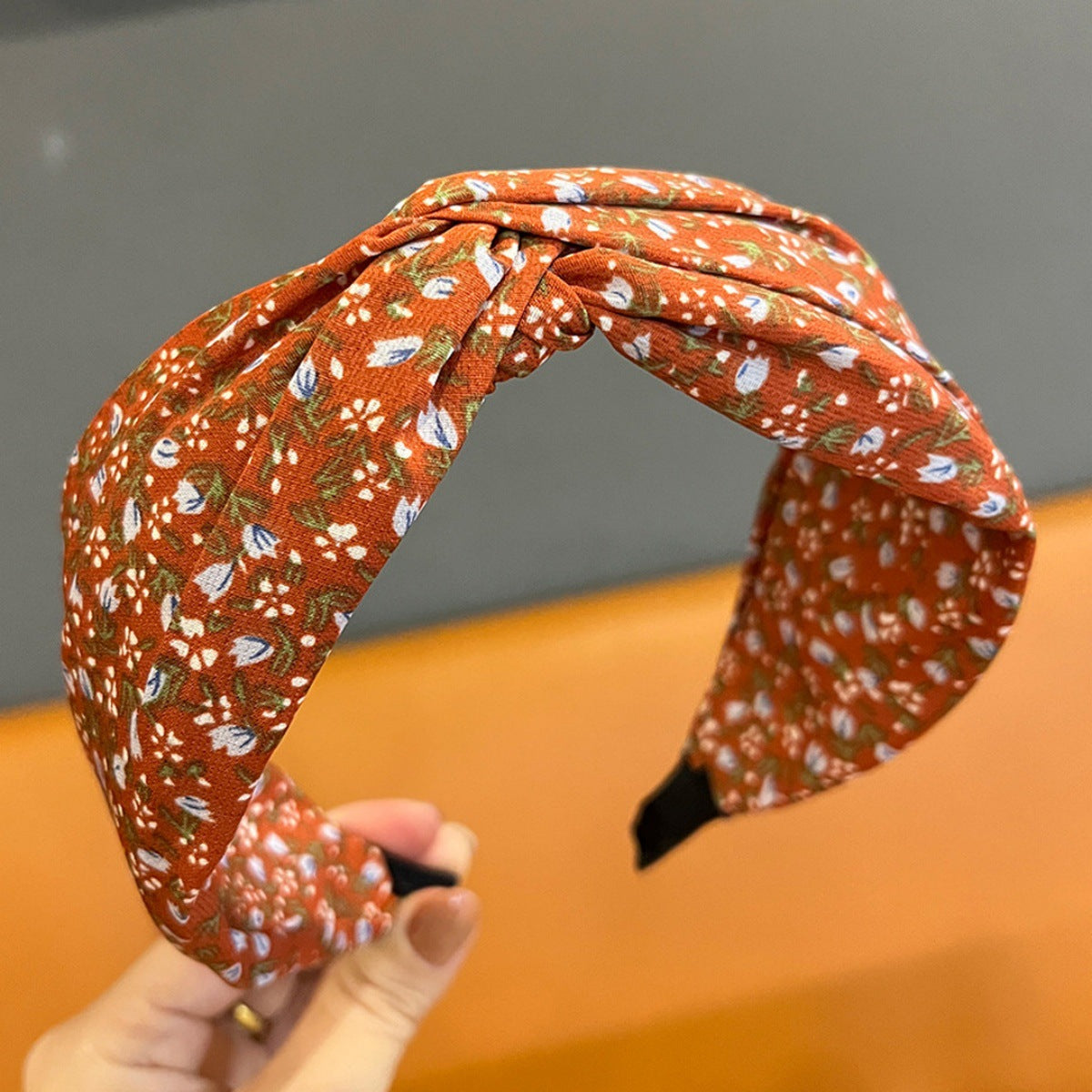 Wholesale Retro Cross Knot Floral Wide Brim Headband